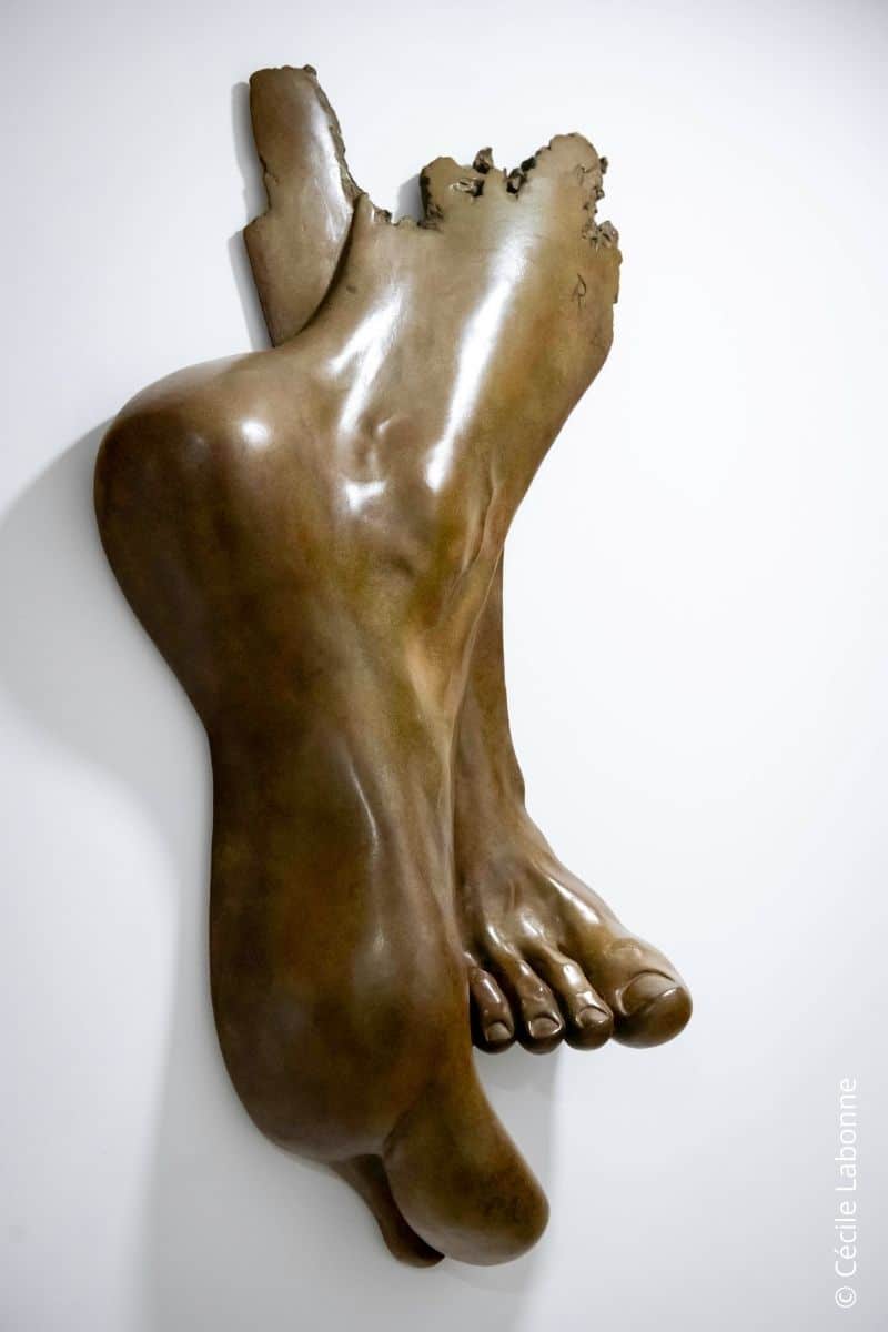 Sculpture de pieds accrochée dans le cabinet
